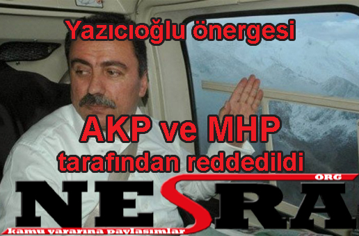 Muhsin Yazıcıoğlu önergesi AKP ve MHP tarafından reddedildi.